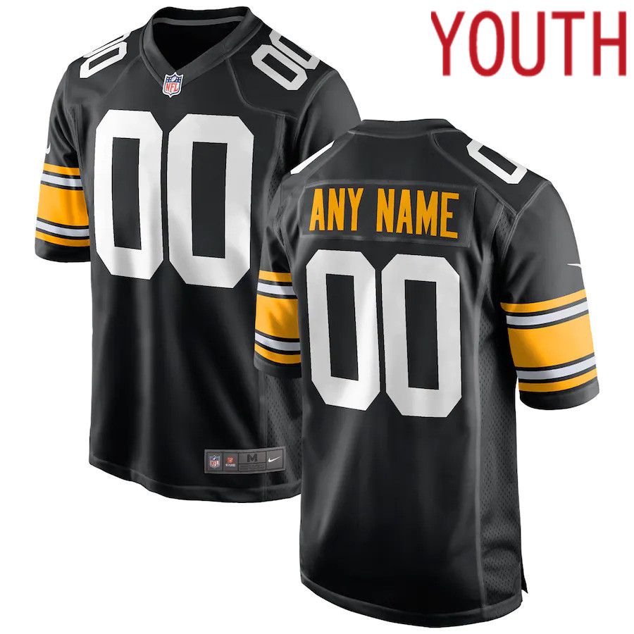 Youth Pittsburgh Steelers Nike Black Alternate Custom Game NFL Jersey